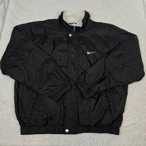 Vintage 90s Nike Windbreaker Single Swoosh Black Jacket Men's Size Medium